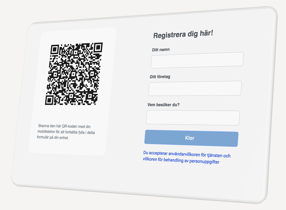 Surfplatta med gränssnitt för besökshantering